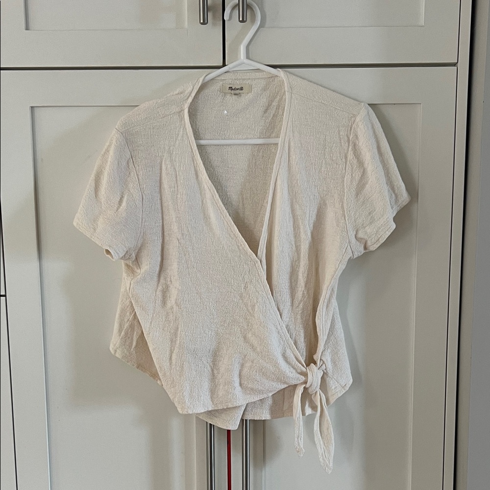 Madewell Off-White Wrap Blouse